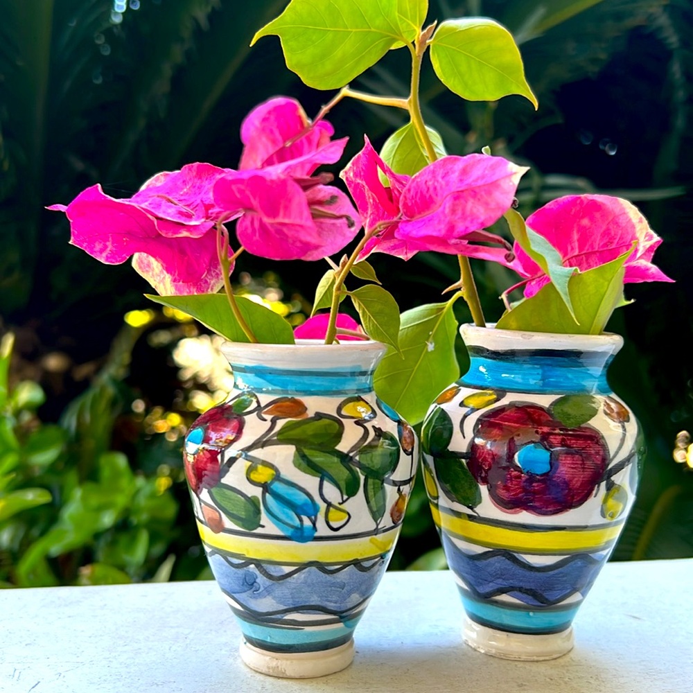 Vintage Hand - Painted Two Vases